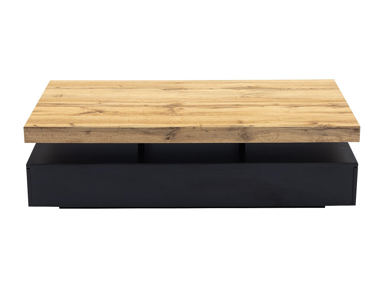COUCHTISCH - 120 cm x 60 cm - Holz, Platte - Schwarz, Naturfarben Hell - FELIX - Schwarz/Naturfarben, Holz (60/120/35cm) - Vente-Unique