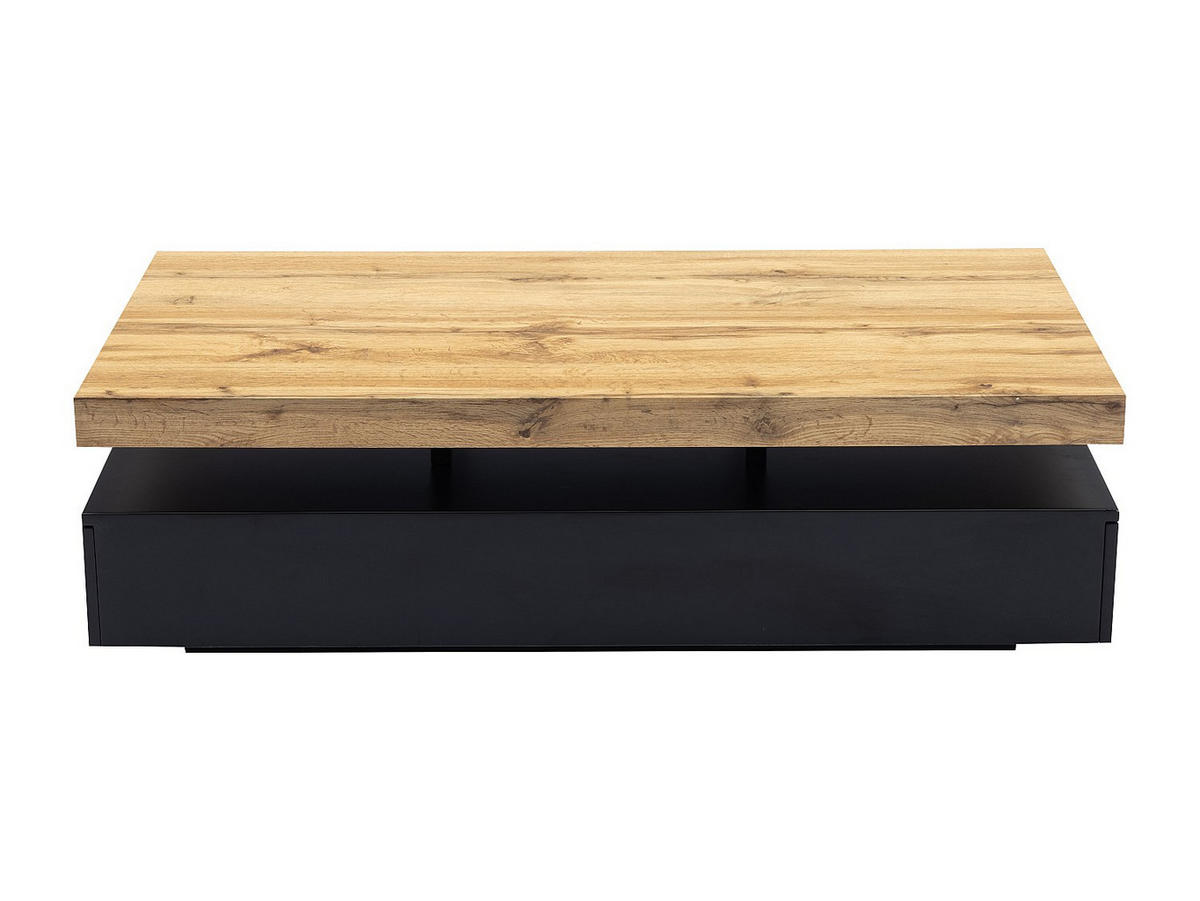 COUCHTISCH mit 2 Schubladen - MDF - Schwarz & Holzfarben hell - FELIX - Schwarz, Holz (120/60/35cm) - Vente-Unique