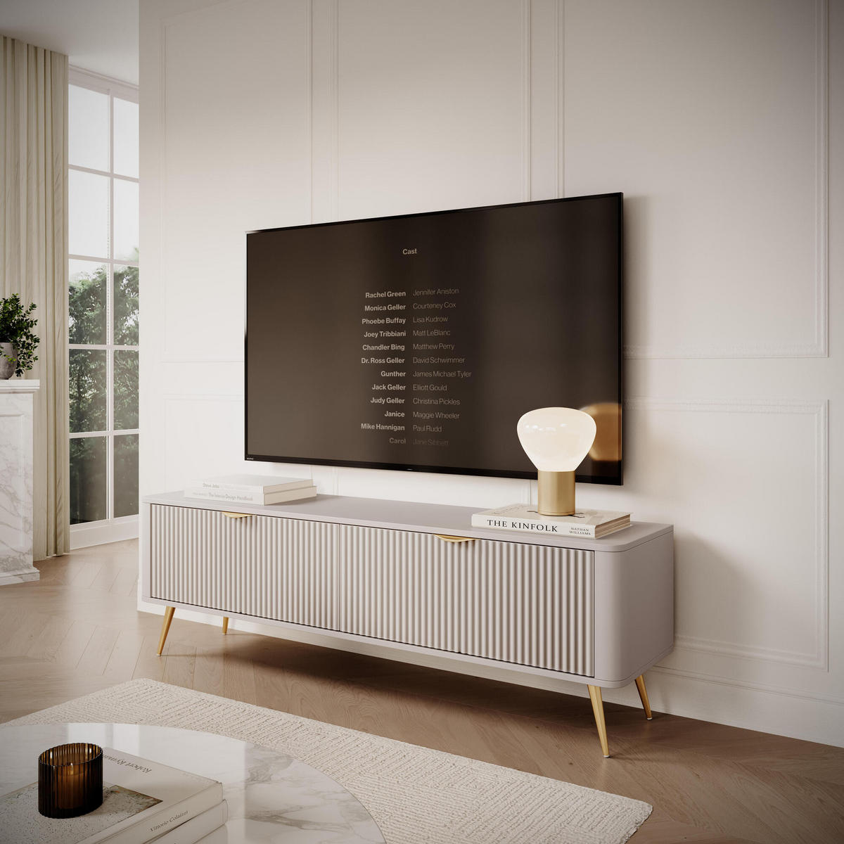 TV-LOWBOARD LANTE Weiß 163x38x51 cm - Weiß, Holzwerkstoff (163/51/38cm) - FURNLUX