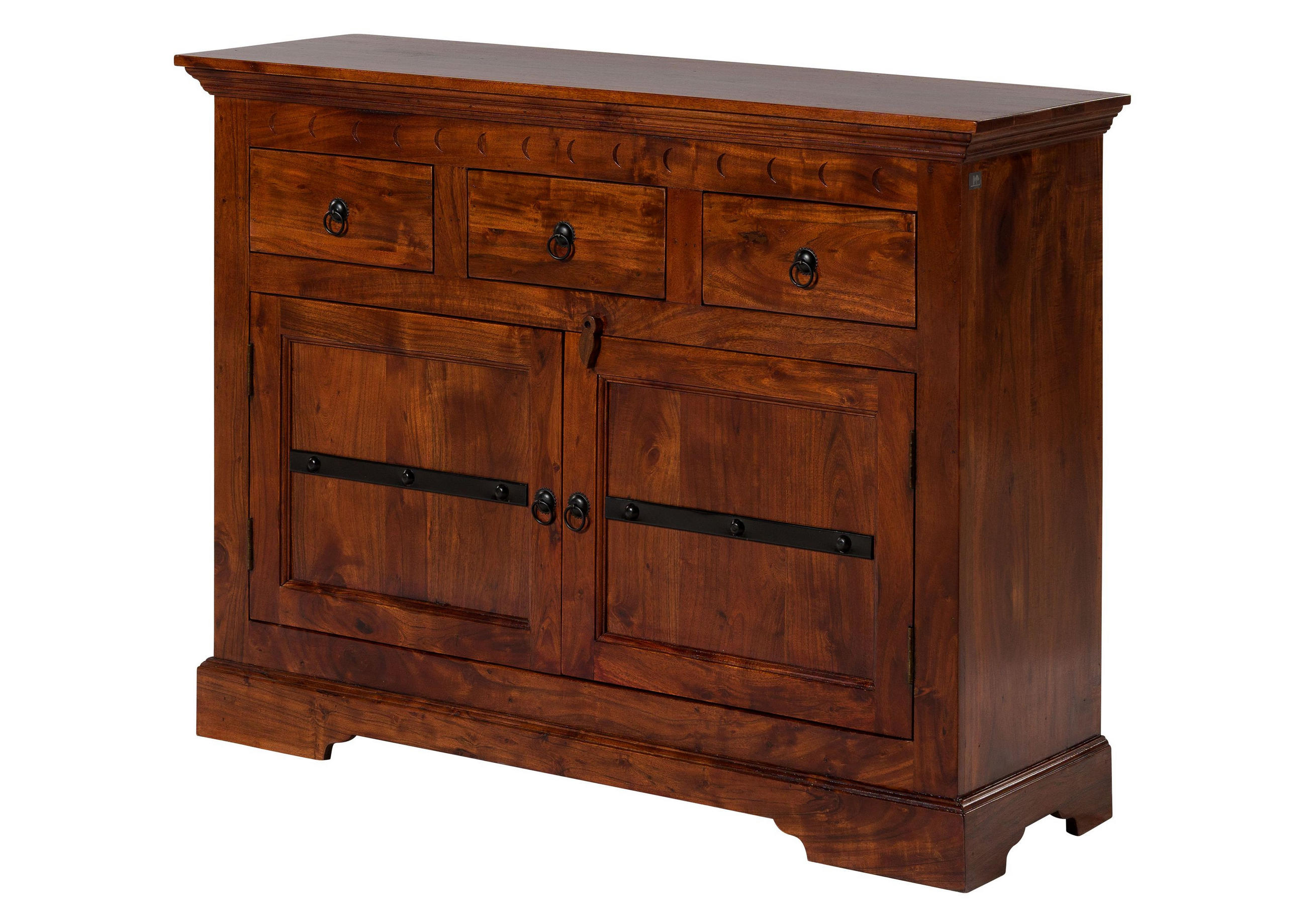 KOMMODE Akazie 120x40x90 nougat lackiert OXFORD #531 - Dunkelbraun, Holz (120/90/40cm) - Massivmoebel24