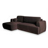 ECKSOFA SENTI K L-S Braun Plüsch-Stoff mit Schlaffunktion - Braun, Holz (246/148cm) - MASSENO