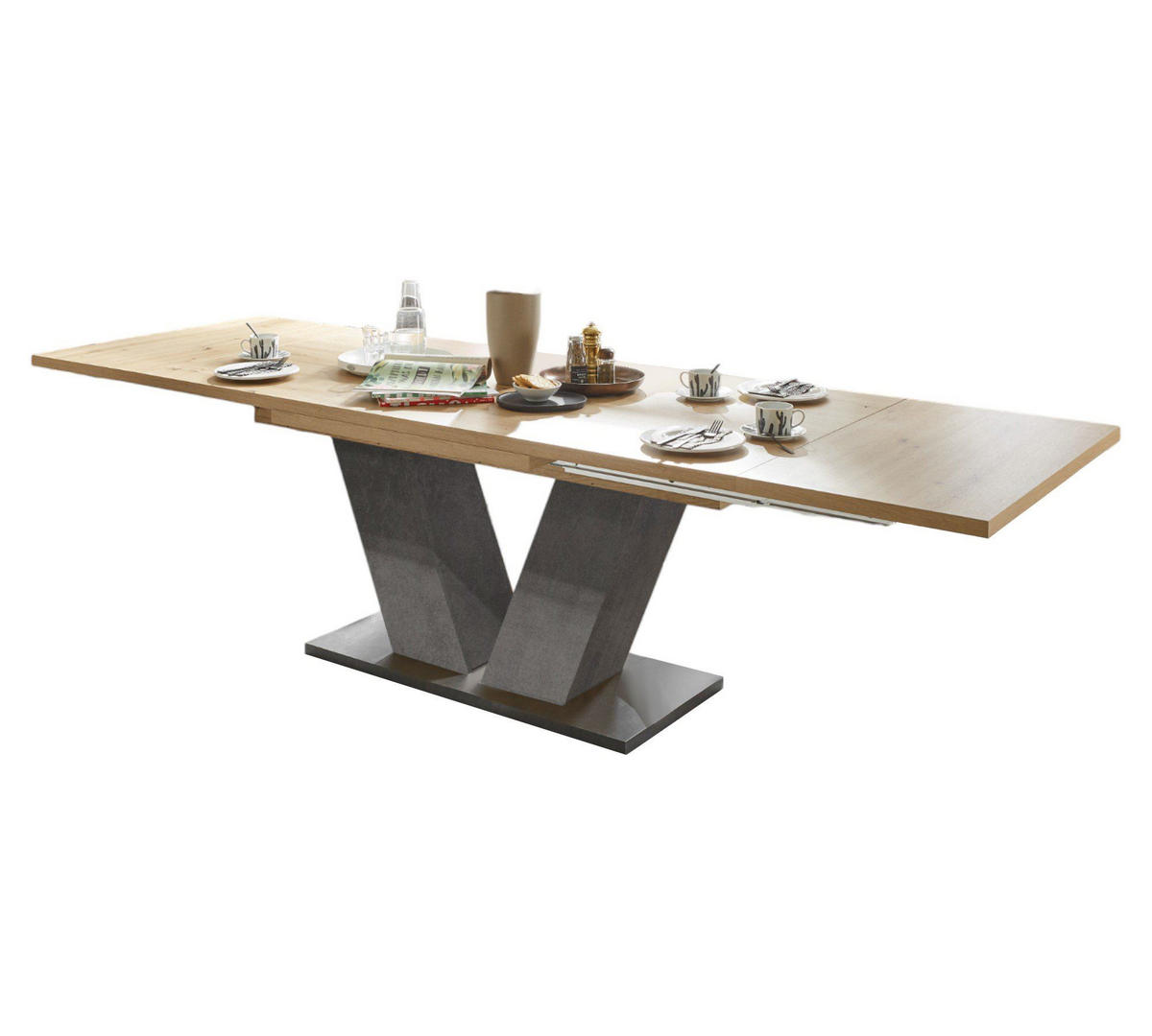 ESSTISCH ausziehbar Elena 160x90x76 Graphit/Asteiche - Graubraun, Holzwerkstoff (160/90/76cm) - 58aufmkessel