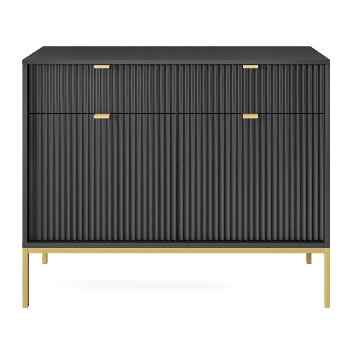 SIDEBOARD Vellore Schwarz mit goldenen Metallbeinen 104 cm - Goldfarben/Schwarz, Holzwerkstoff/Metall (104/83/39cm) - Selsey
