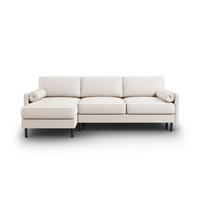 AUSKLAPPBARES-ECKSOFA links mit Container Scott aus strukturiertem Stoff leichtes beige 5 Sitzplätze - Beige, Textil (142/212cm) - Micadoni
