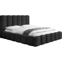 POLSTERBETT Serenity mit Bettkasten, Schwarz Samt 180x200 cm - Schwarz Hochglanz/Birkefarben, Holzwerkstoff/Kunststoff (180/200cm) - WFL GROUP