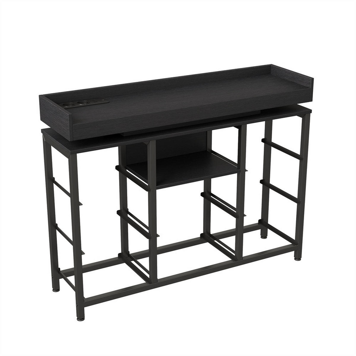 KOMMODE mit 8 Schubladen - integrierte Ladestation und RGB-LED-Beleuchtung - Schwarz - Schwarz, Holzwerkstoff (108/82/30cm) - DELFA