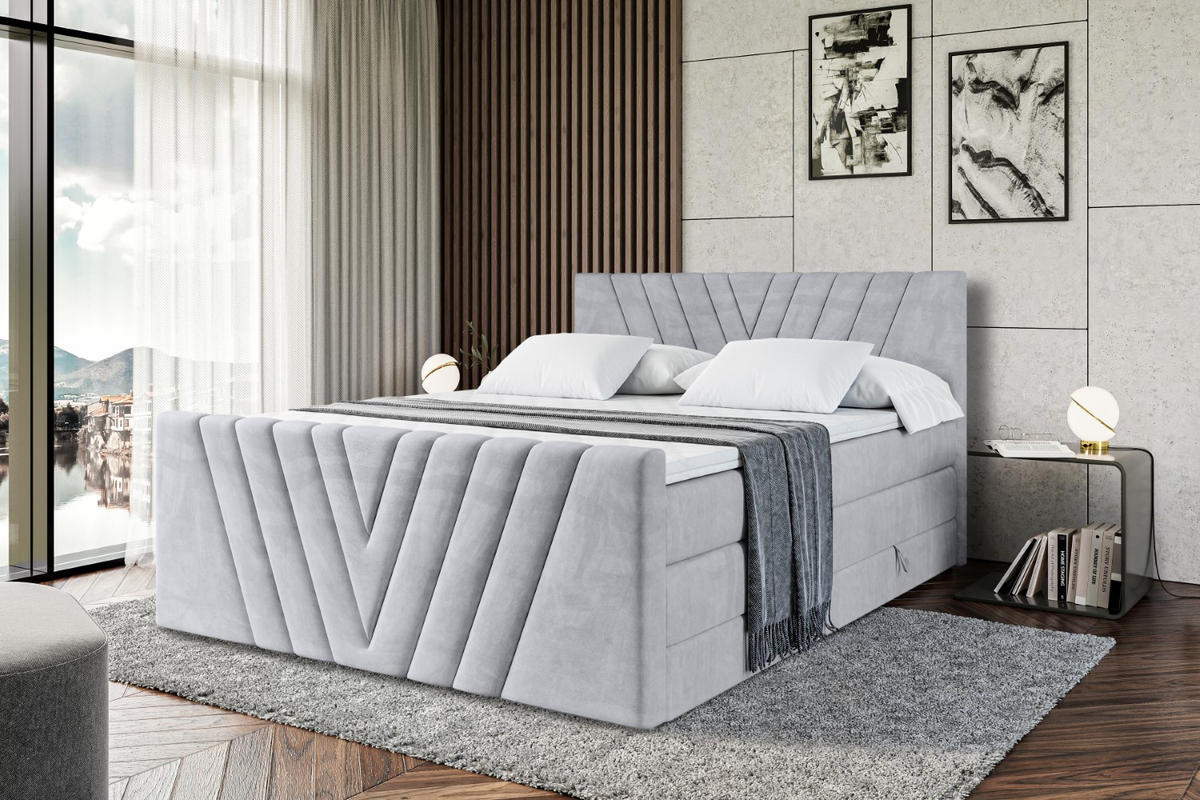 BOXSPRINGBETT ERNINA-Z KING - 120x200 - H3/H4 - Hellgrau - Hellgrau, Holzwerkstoff (120/200cm) - ALTDECOR