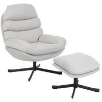 RELAXSESSEL 78/93/100 cm in Cremeweiß mit Hocker und 360°-Drehfunktion - Creme, Textil (78/100/93cm) - Flora Grace