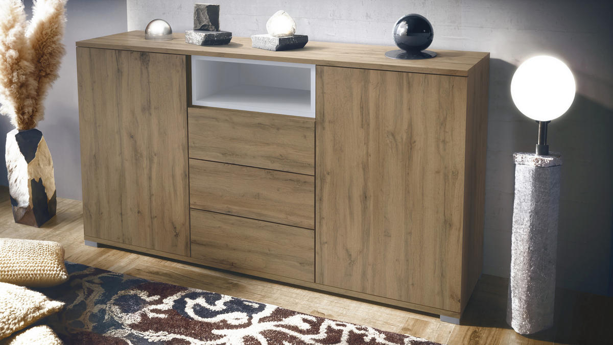 SIDEBOARD Skadu Weiß matt - Weiß, Holzwerkstoff (138.5/75.5/35cm) - Vladon