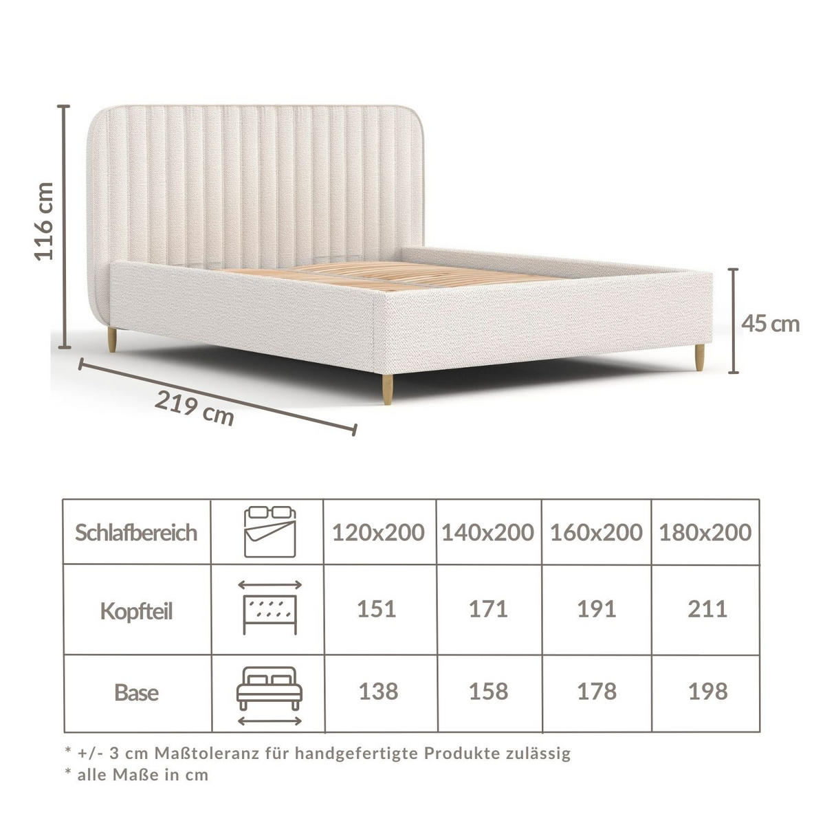 POLSTERBETT Noto Hellgrau 160/200 cm im Chenille-Stoff - Hellgrau/Naturfarben, Holz/Holzwerkstoff (160/200cm) - Maison de Reve