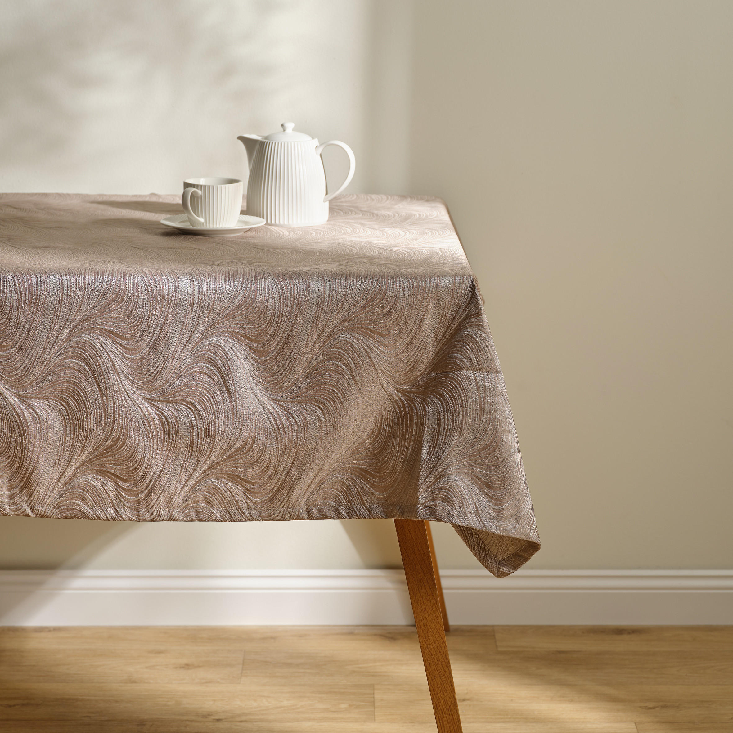 TISCHDECKE Floah - Beige, Textil (180/130/1cm) - home&you