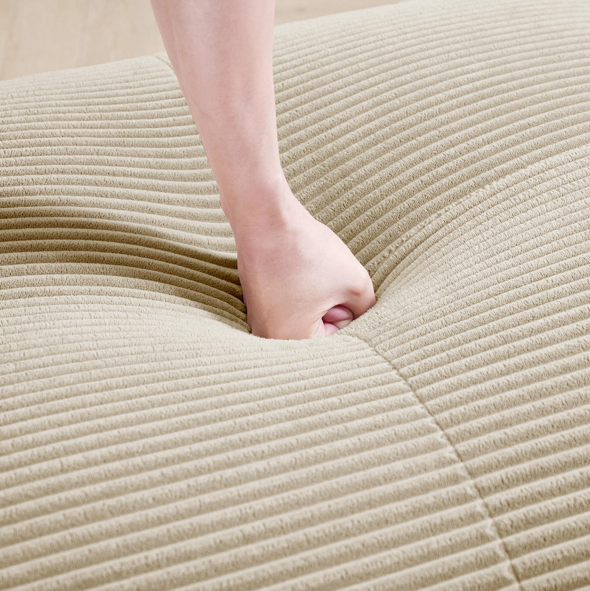 ECKSOFA modular aus Cord Beige rahmenlos - Beige, Kunststoff (178/208.1cm) - Meubliv