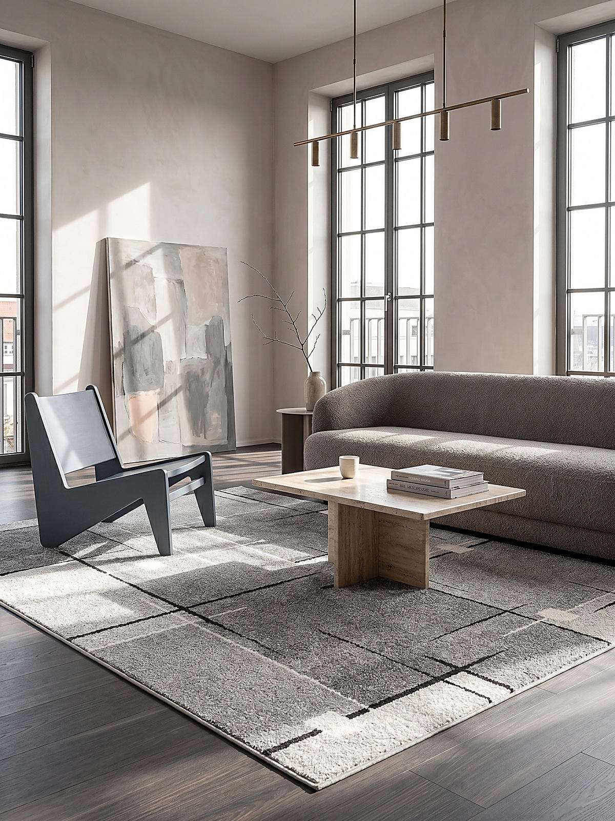 TEPPICH Niederflor Patchwork THUR Polypropylen Grau 80 x 140 cm - Grau, Textil (200/280cm) - KADIMA DESIGN