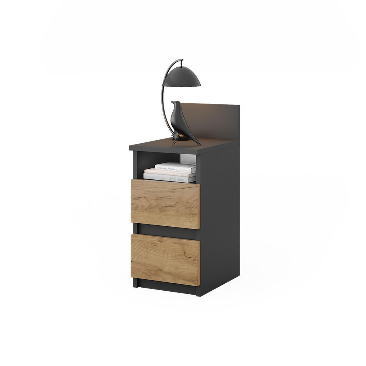 KOMMODE Monty Anthrazit/Goldkraft Eiche 25 x 59.1 cm mit 2 Schubladen - Honigeiche/Anthrazit, Holzwerkstoff (25/59.1/32.3cm) - Vicco