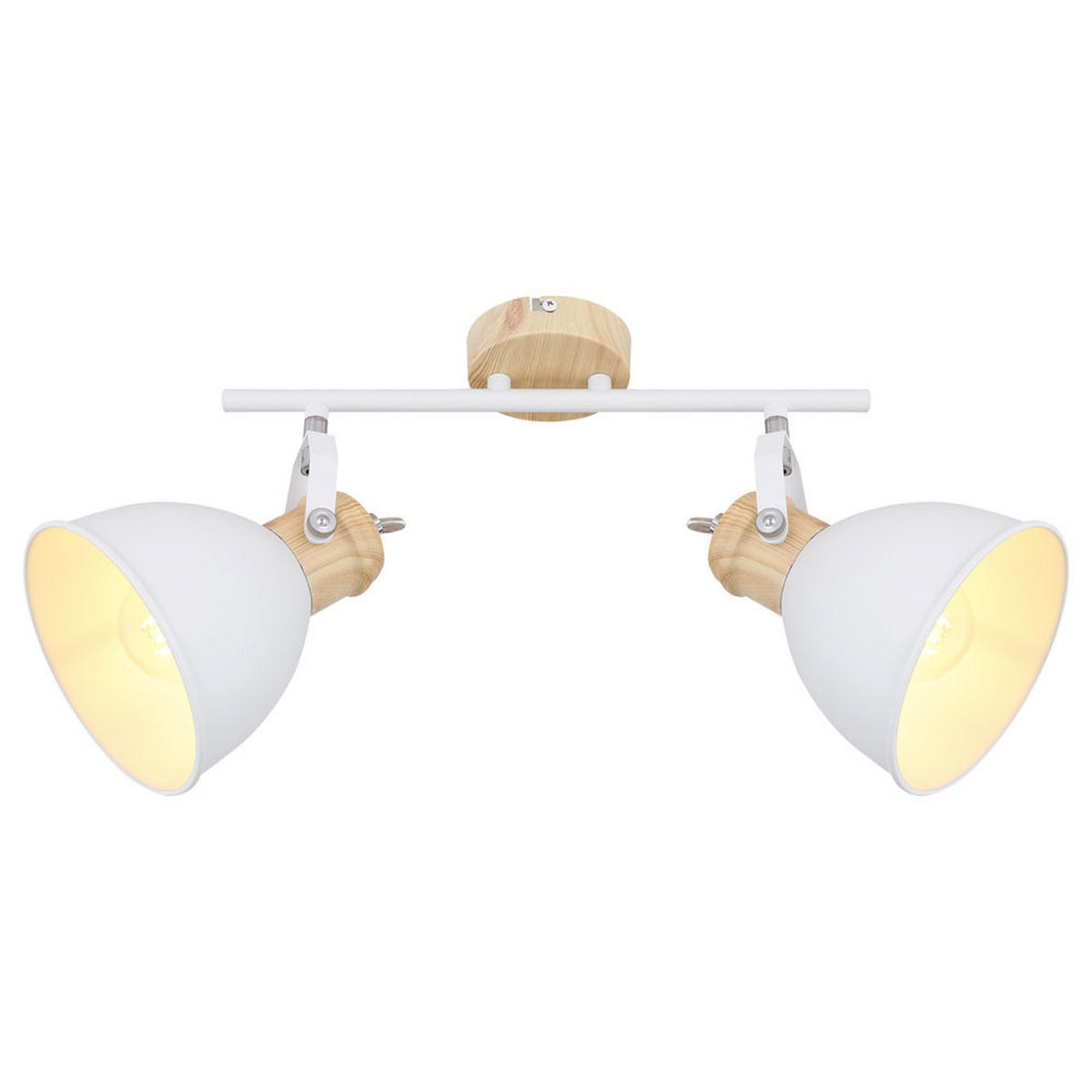 LED DECKENLEUCHTE Holz-Optik Weiß 2-Flammig - Weiß, Holz (35/15/21.5cm) - Globo Lighting