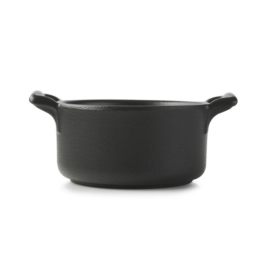 KASSEROLLE OHNE DECKEL 20 cl RUND Gusseisenoptik - Schwarz, Keramik (10/10/5cm) - Revol Porcelaine France
