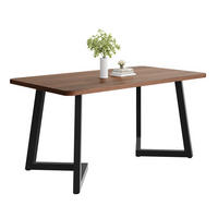 JÍDELNÍ stůl 117/68/75 cm černý v ořechovém dekoru z MDF s kovovými nohami - hnědá, kompozitní dřevo (117/68/75cm) - OKWISH