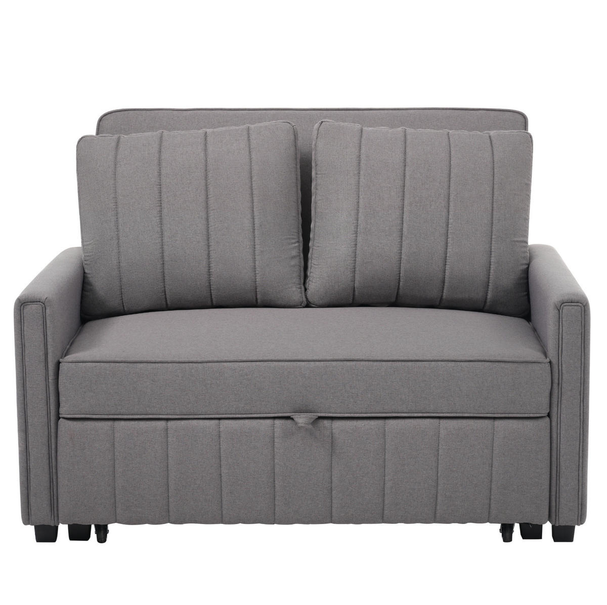 SCHLAFSOFA aus Leinenstoff 127x75x94 cm Antikgrau mit Schlaffunktion, 3-fach verstellbarer Rückenlehne und 2 Kissen - Grau, Kunststoff (75/94/127cm) - Modfu