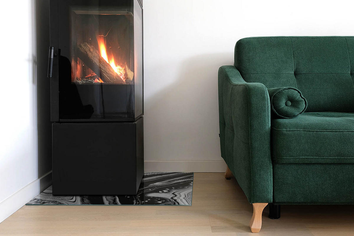 GLASPLATTE für Kamin 60x40 cm Schwarz Weiß - Multicolor, Glas (60/40/0.4cm) - ArtPrintCave