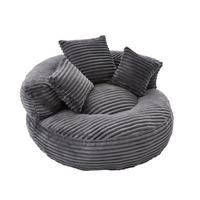 SITZSACK mit Rückenlehne und Armlehnen 108 x 108 cm Cord dunkelgrau - Dunkelgrau, Textil (108/52/108cm) - Meubliv