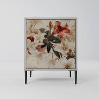 SIDEBOARD PETAL HARMONY, Grau, 57,5x42x72,5 cm, Schwarze Metallfüße - Multicolor/Schwarz, Holzwerkstoff/Metall (57.5/72.5/42cm) - SpaceRebels