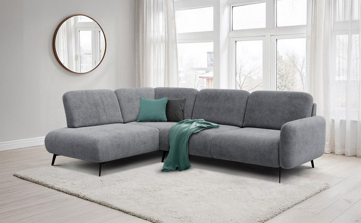 ECKSOFA FEBE 5-Sitzer links, grau - Schwarz/Grau, Holz/Textil (271/190cm) - Courtois Laville