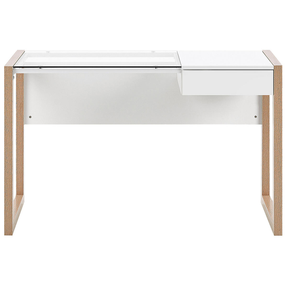 SCHREIBTISCH weiß/heller Holzfarbton 120/60/75 cm Jenks - Weiß, Holzwerkstoff (60/120/75cm) - Beliani