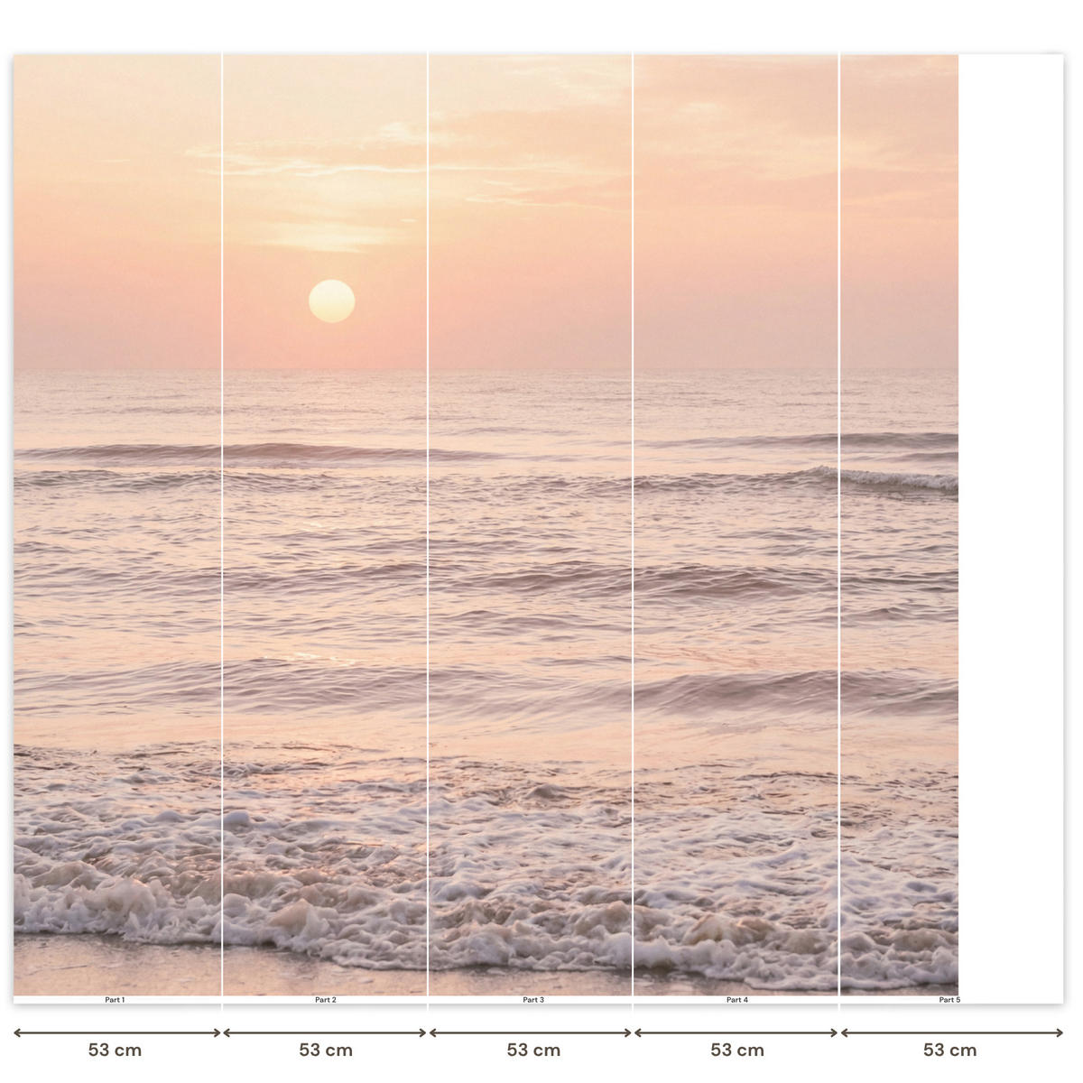 TAPETE - Sonne - Strand - Rosa - 240x240 cm - Hellrosa, Papier (240/240cm) - OnlyWow