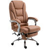 CHEFSESSEL Lederlook hellbraun - Chromfarben/Hellbraun, Textil/Metall (68/118/64cm) - CLP