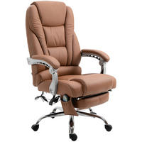 CHEFSESSEL Lederlook hellbraun - Chromfarben/Hellbraun, Textil/Metall (68/118/64cm) - CLP