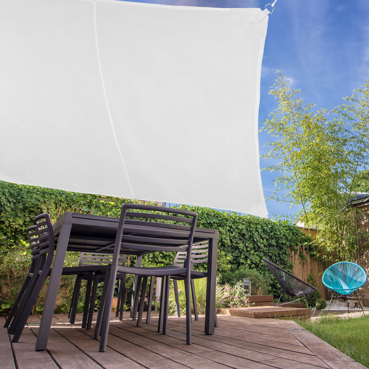 SONNENSEGEL - Weiß, Textil/Metall (300/300cm) - Relaxdays