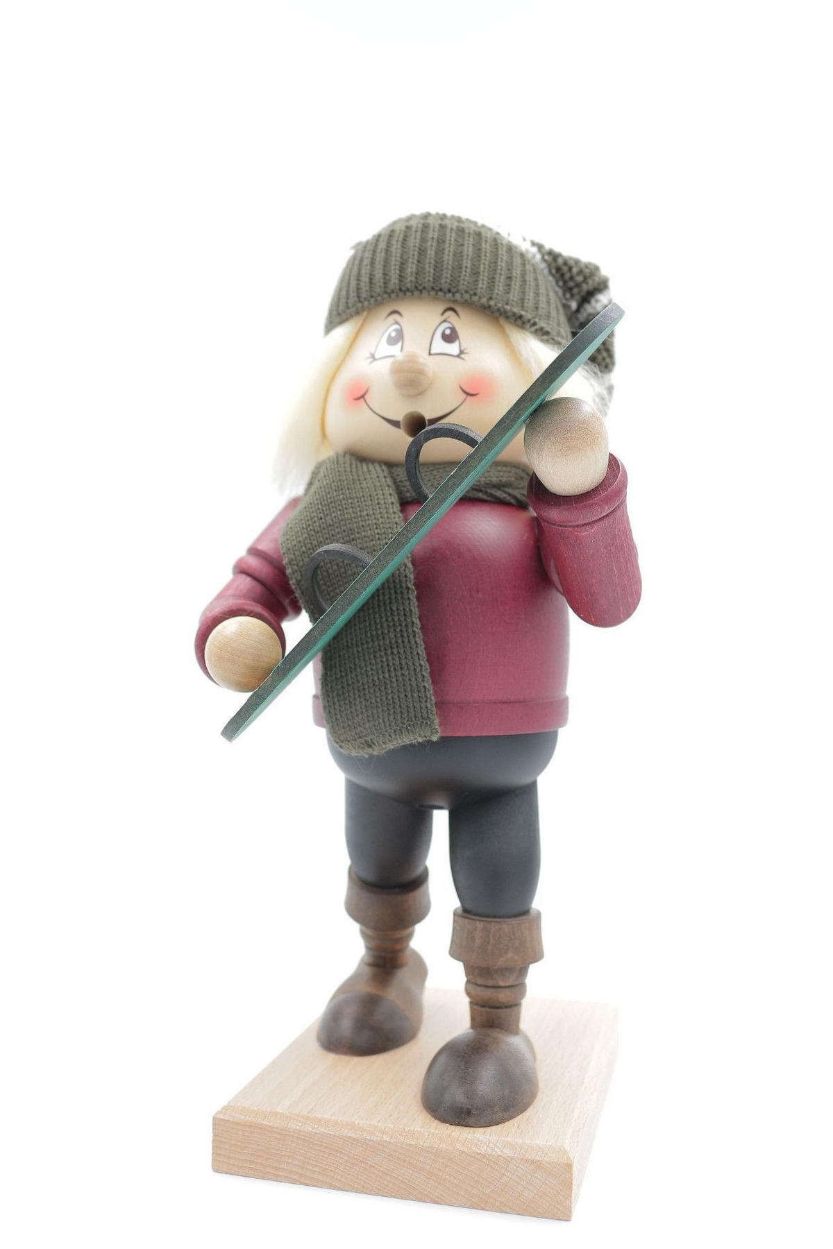 RAUCHFIGUR Wichtel Snowboarder 32 cm - Multicolor, Holz (15/32/0.1cm)