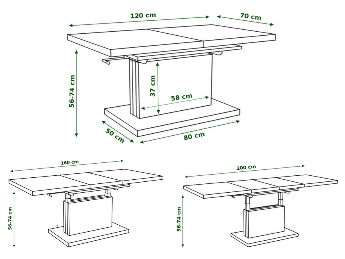 COUCHTISCH rechteckig Eiche Halifax höhenverstellbar ausziehbar - Eichefarben, Holzwerkstoff (70/120/56cm) - designimpex