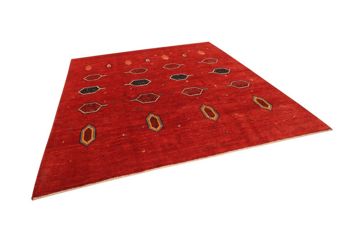 GABBEH-TEPPICH handgeknüpft Rizbaf Rot 201/197 cm Schurwolle - Rot, Textil (197/201cm) - Looma