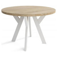 ESSZIMMERTISCH LOFT O, Tisch Durchmesser: 90 cm, Wohnzimmertisch Farbe: SONOMA, mit Holzbeinen in Farbe Weiß - Weiß/Sonoma Eiche, Holzwerkstoff (90/90/76cm) - Sepro Meble