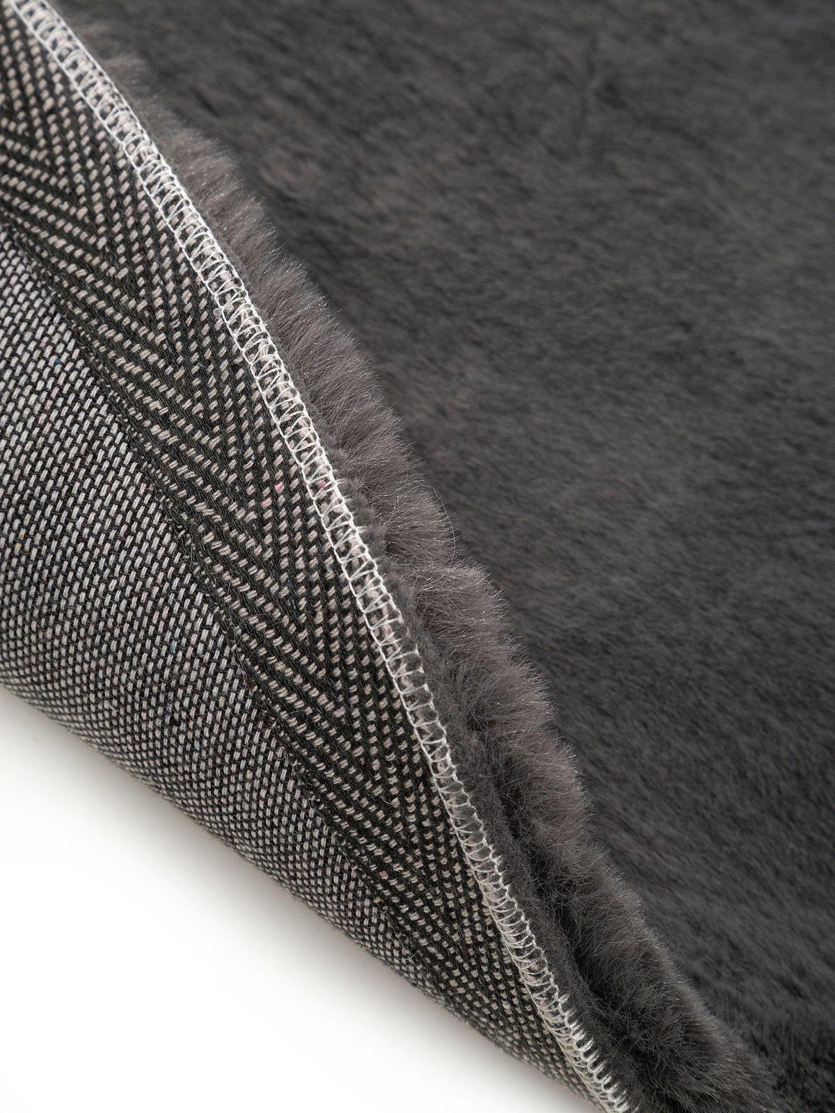 KUNSTFELL-TEPPICH Dave Anthrazit ø 80 cm rund - Anthrazit, Textil (80/80cm) - benuta Nest