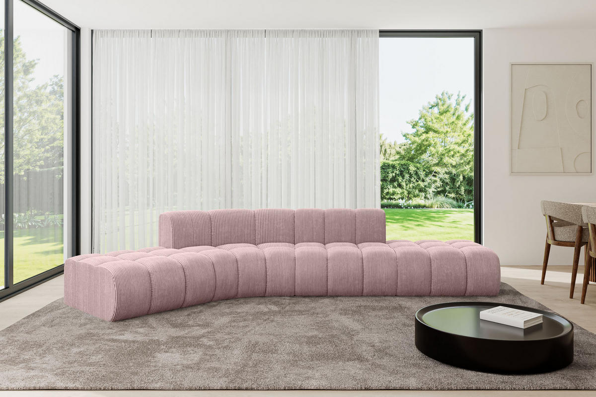 ECKSOFA modulares Sofa Solven-L1 - 380x174x70 cm Rosa - Rosa, Holzwerkstoff/Textil (380/174cm) - ALTDECOR