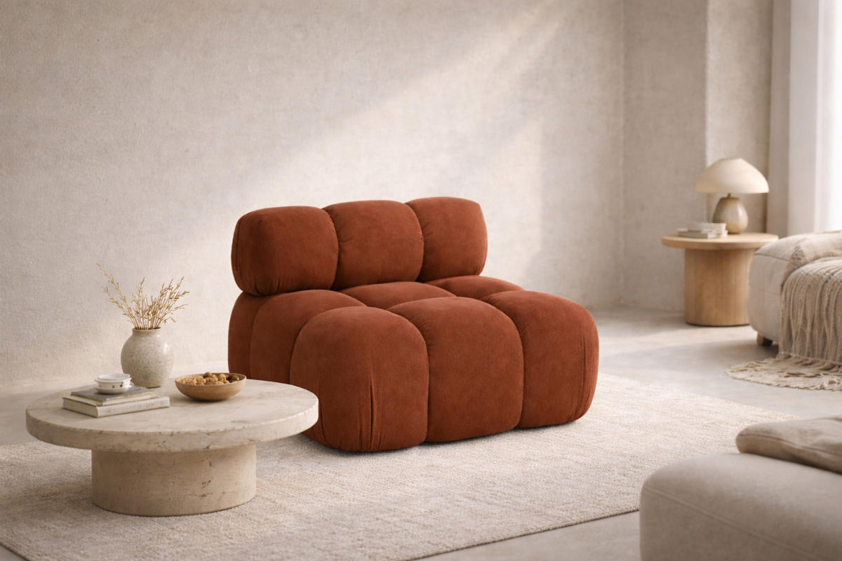 MODUL Mittig, Für Modulares System, Stoff Salvador, Dunkelbraun, Selia - Dunkelbraun, Holz (95/70/95cm) - Kaiser Möbel