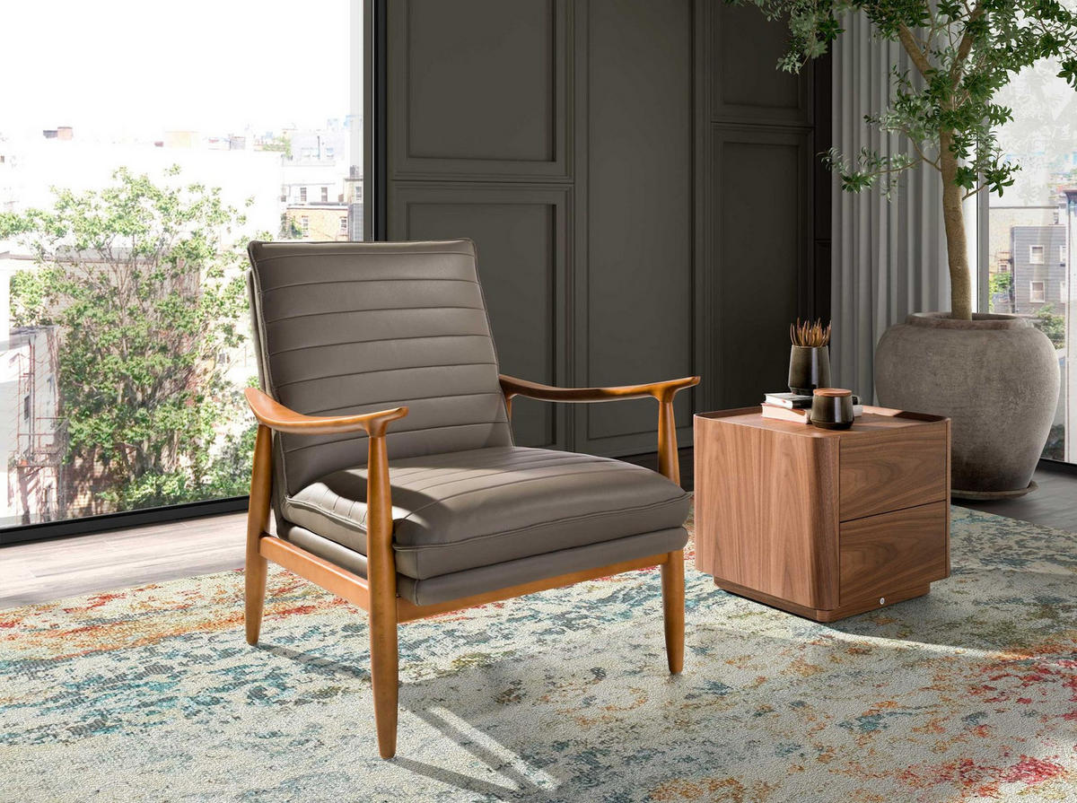 SESSEL Dunkelgrauer Ledersessel 73/83/91 cm - Grau/Honig, Leder (73/91/83cm) - ANGEL CERDA