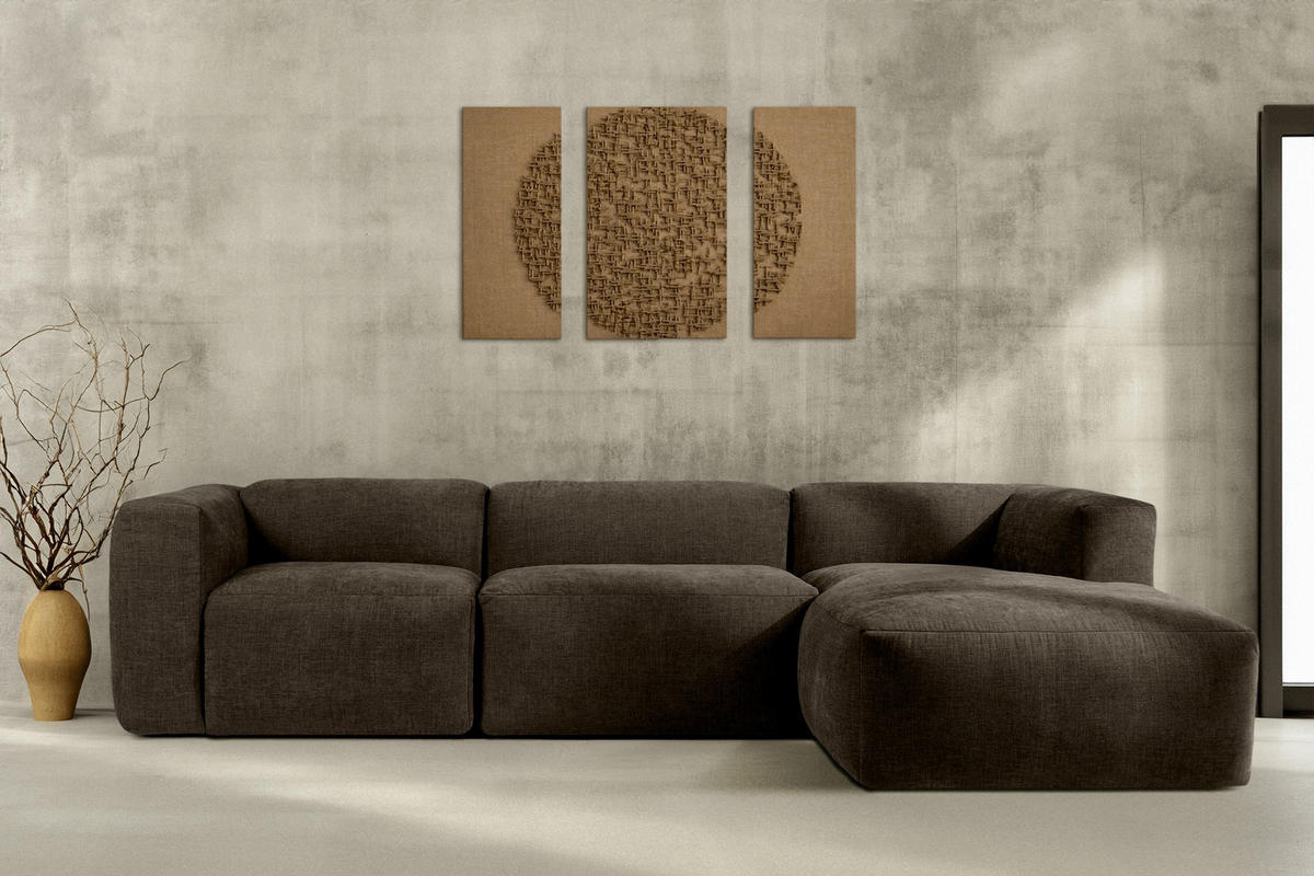 ECKMODULSOFA-RECHTS BUFFO mit extrem weicher und bequemer Sitzfläche, Gewebestoff, braun - Braun, Textil (297/180cm) - KONSIMO®