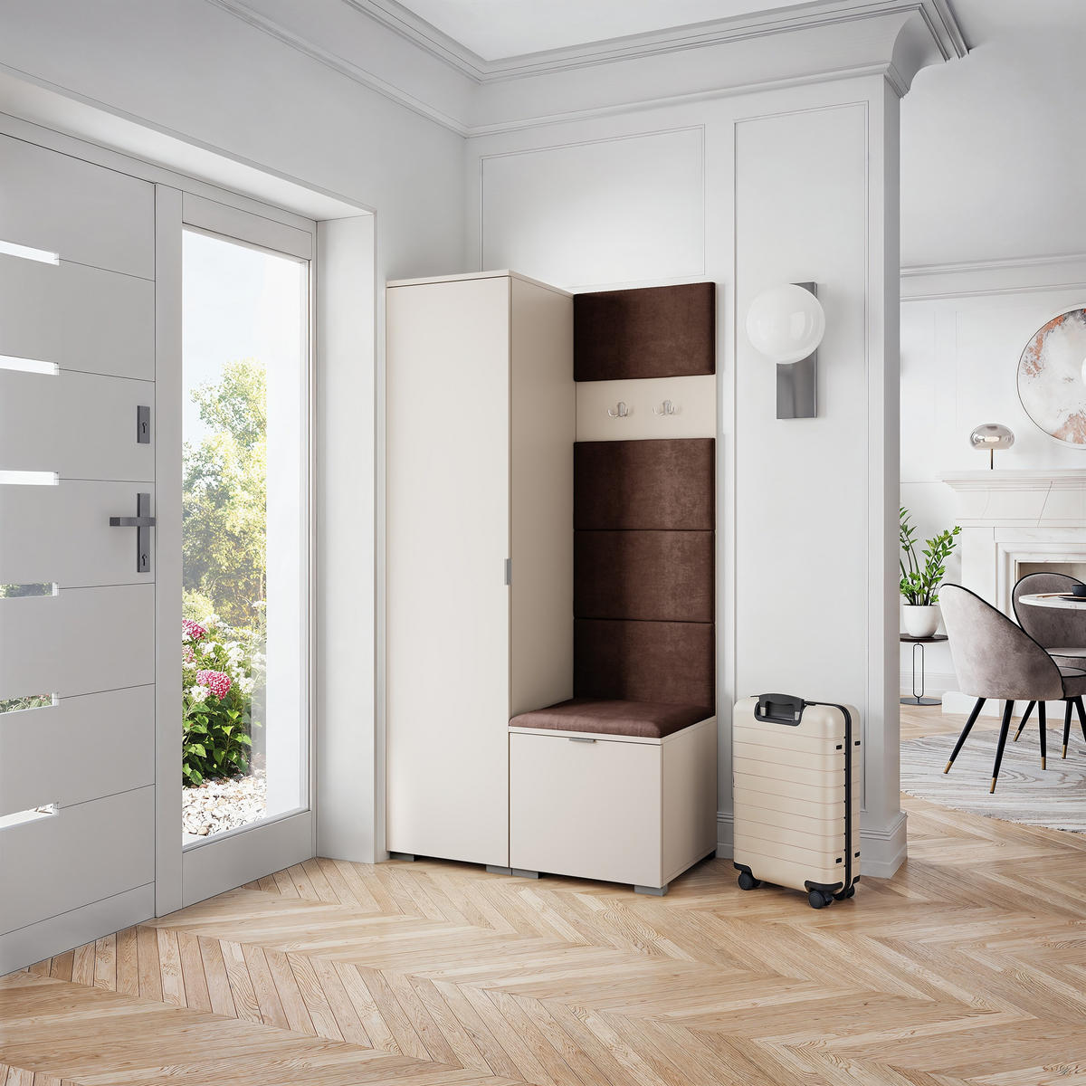 GARDEROBENSCHRANK LORI 95/181/51 cm Modern Garderobe-Set Kaschmir - Kaschmir/Braun, Holzwerkstoff (95/181/51cm) - MASSENO