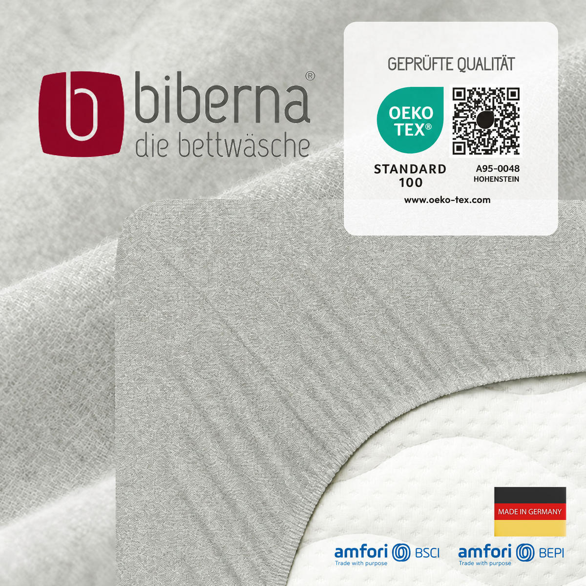SPANNBETTTUCH Premium Biber Melange UNI gletscher, 90x190 cm - 100x200 cm - Hellblau, Textil (100/200cm) - biberna