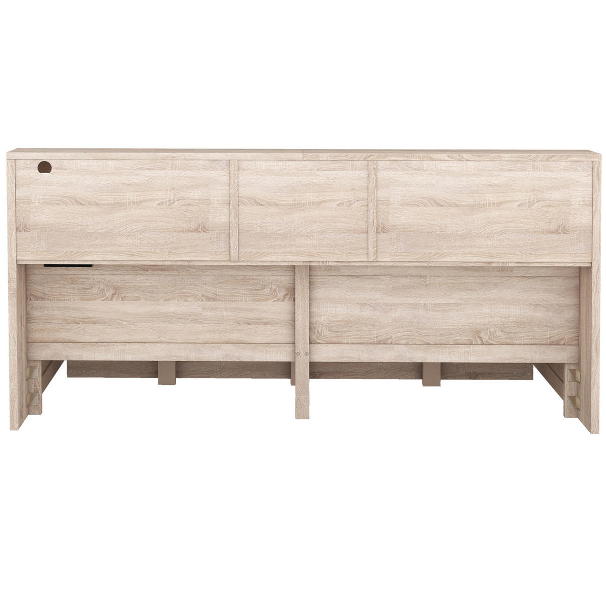 POLSTERBETT aus Spanplatte & MDF 140x200 cm in Natur mit LED & Ausziehbett - Naturfarben, Holzwerkstoff (140/200cm) - Modfu
