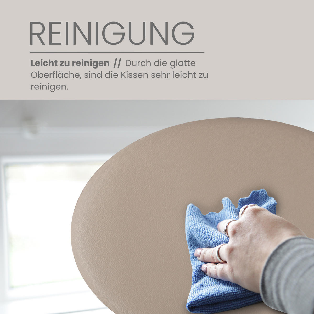 STUHLKISSEN 2er Pack ⌀ 38cm beige Lederimitat mit Antirutsch - Beige, Textil (38/38/1cm) - Bestlivings