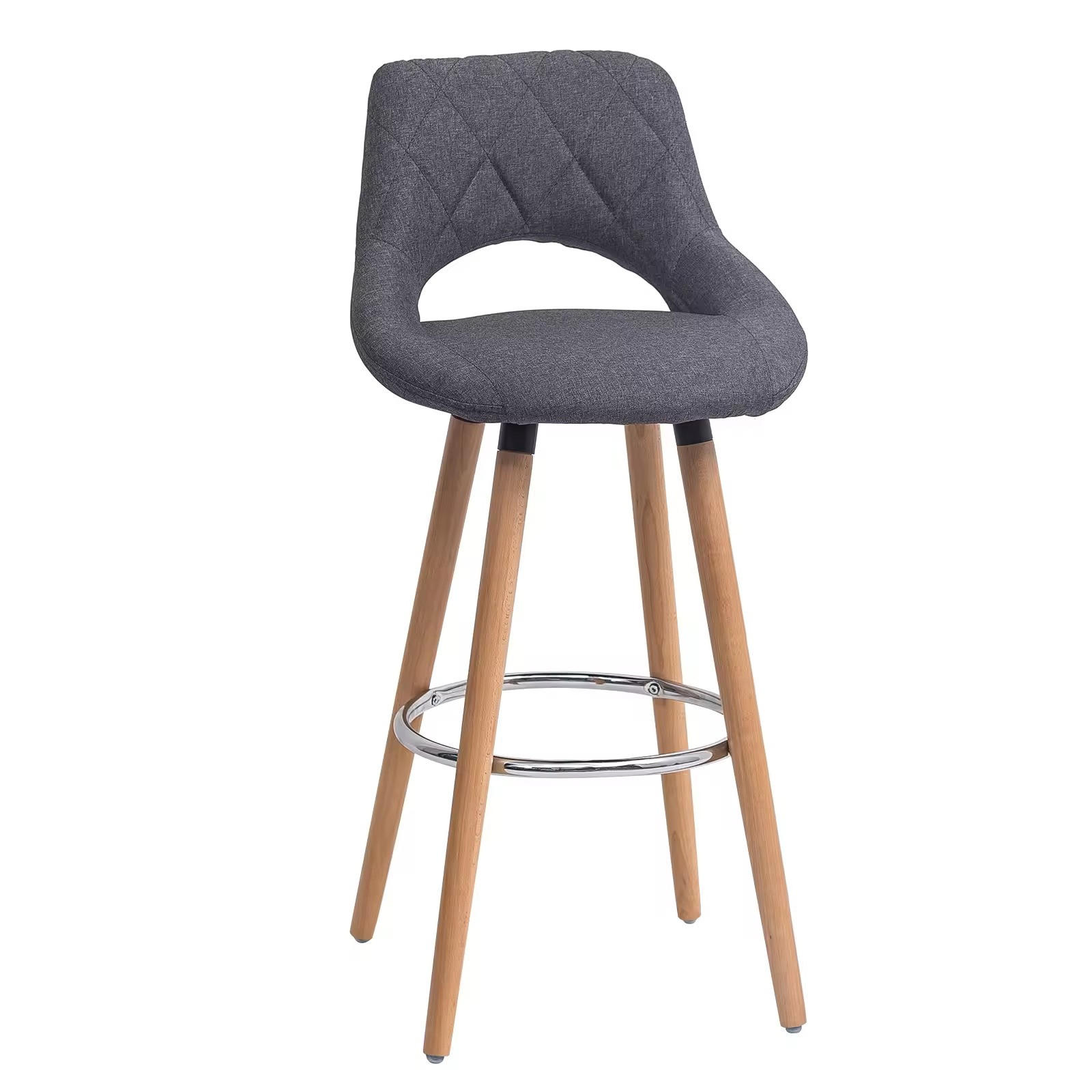 BARHOCKER mit Rückenlehne Sitzhöhe 68 cm Leinen Dunkelgrau - Dunkelgrau, Holz (40/70/43cm) - Meubliv