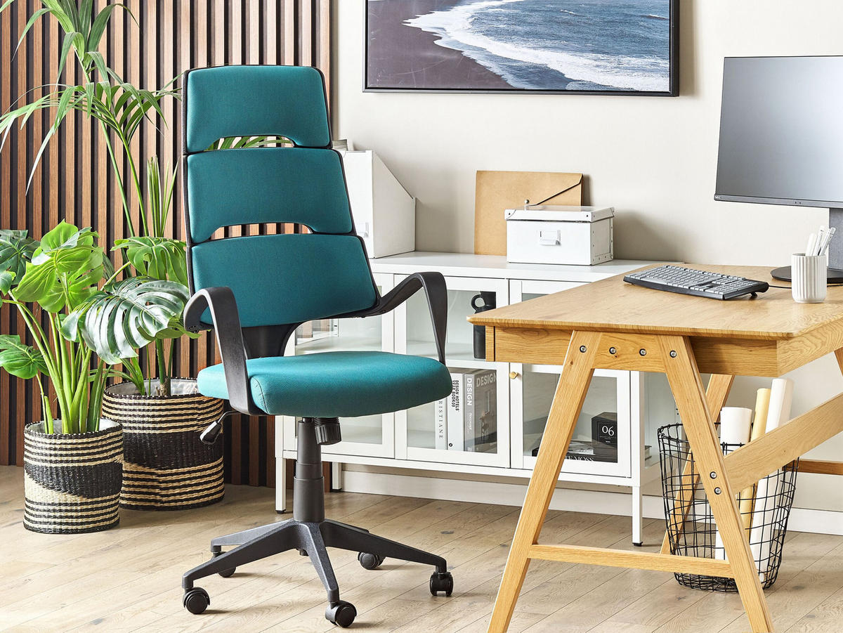 BÜROSTUHL Kunststoff Blau Grandiose - Blau, Textil (66/118/52cm) - Beliani