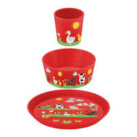 KINDERGESCHIRRSET Farm 3er Set - Rot, Kunststoff (1/1/1cm) - Koziol