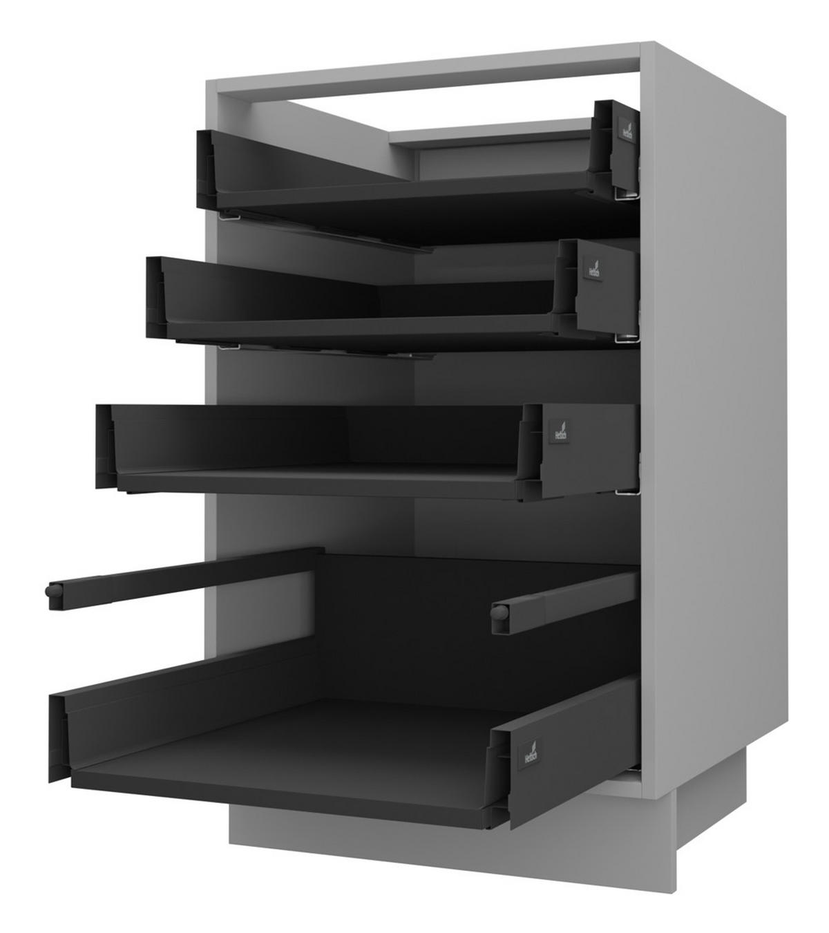 SCHUBLADENUNTERSCHRANK Kvantum D4A/40 Graphit Matt / Grau Matt 40 / 50 / 82cm - Graphitfarben/Grau, Holz/Holzwerkstoff (40/82/50cm) - Feldmann-Wohnen