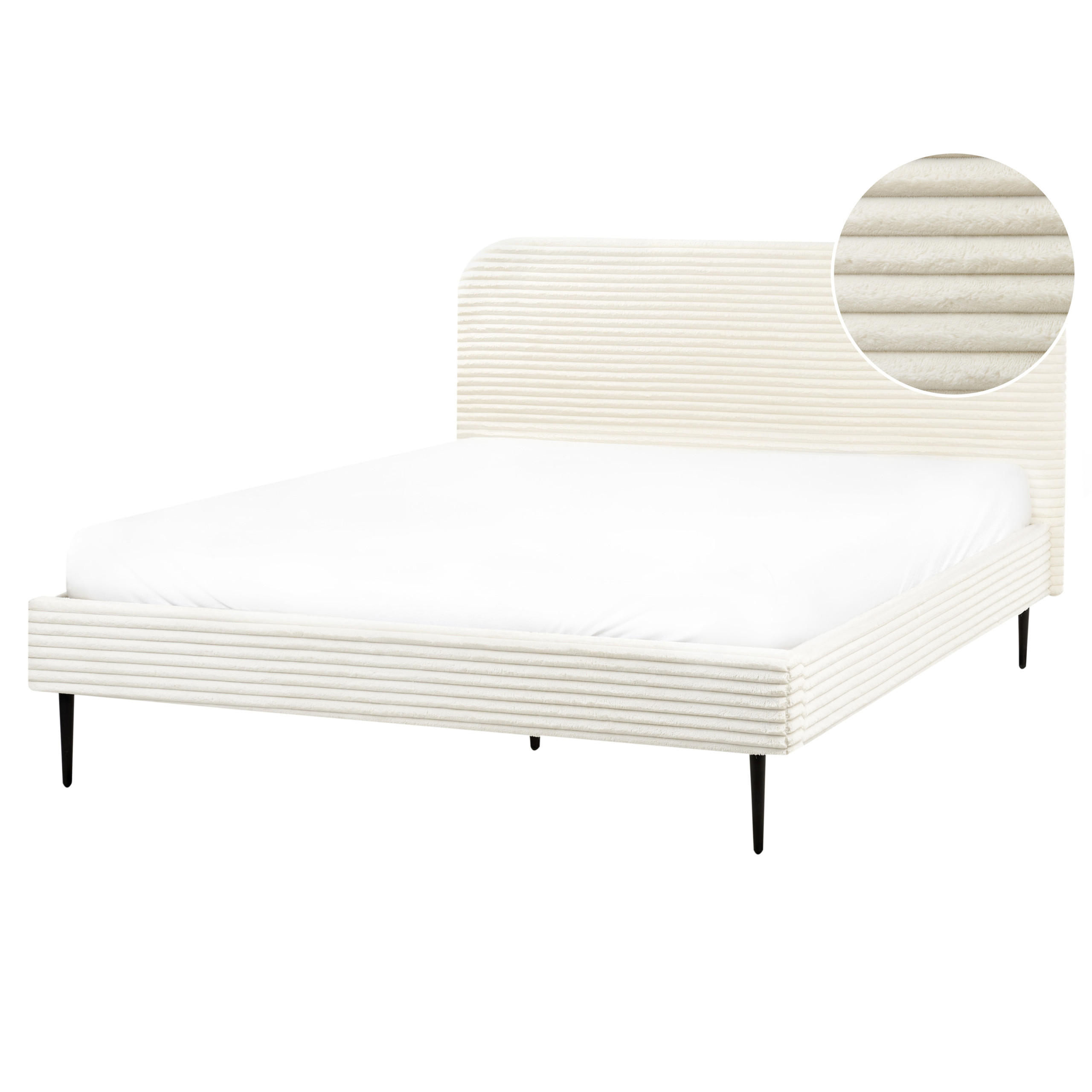 POLSTERBETT mit Lattenrost 160x200 cm Weiß Flayat - Creme, Textil (160/200cm) - Beliani