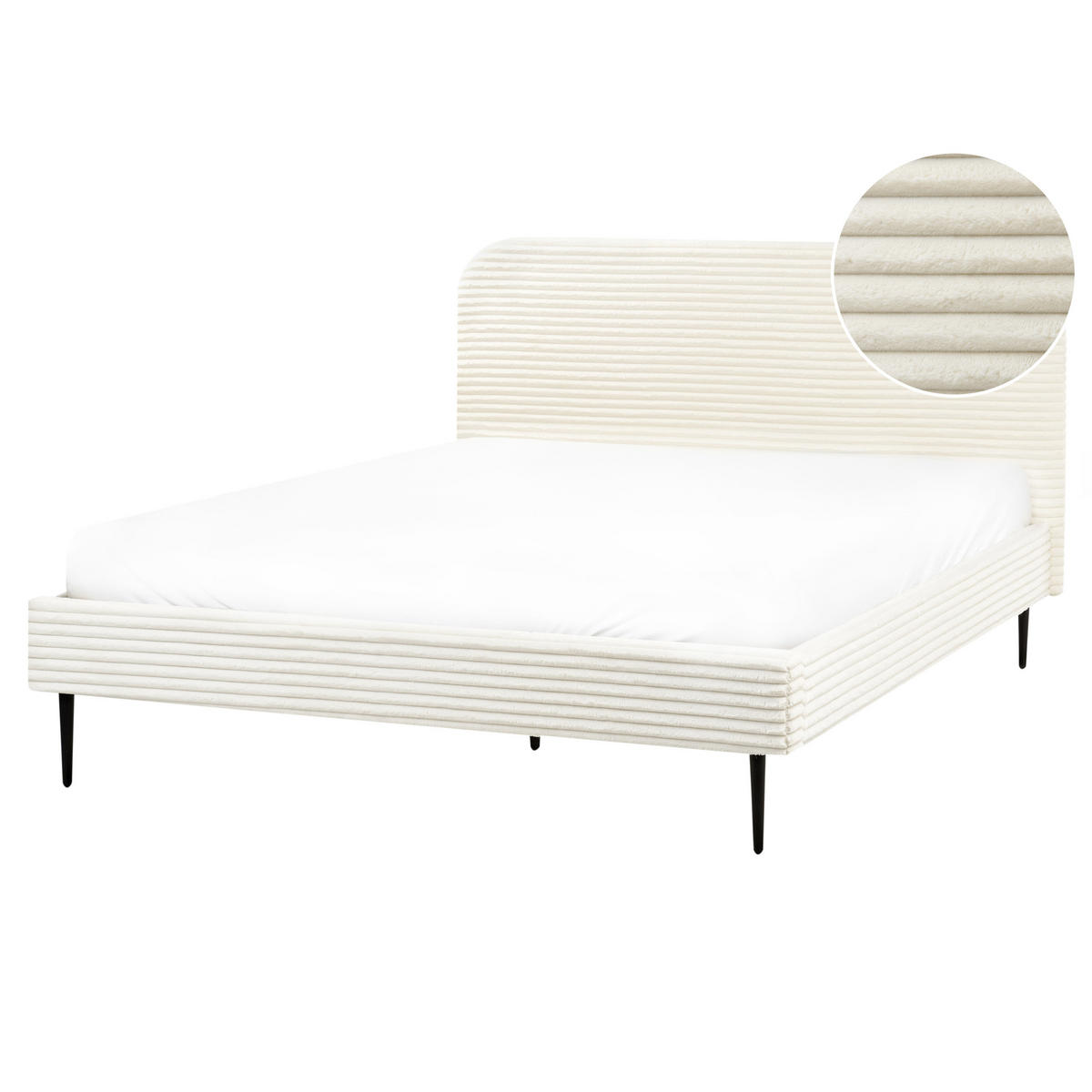 POLSTERBETT mit Lattenrost 160x200 cm Weiß Flayat - Creme, Textil (160/200cm) - Beliani